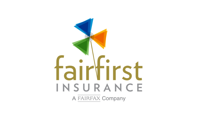 The official logo for Fairfirst Insurance, featuring a colorful pinwheel symbol with blue, orange, and green translucent blades above the brand name and the tagline 