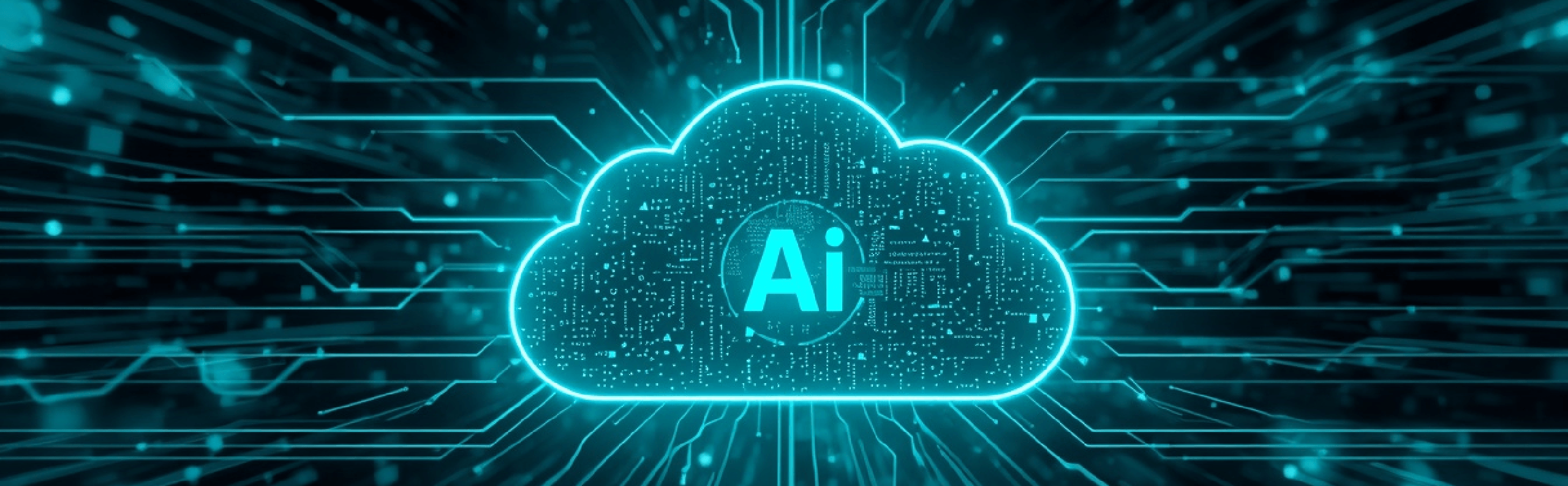 A glowing cyan cloud outline containing the letters 