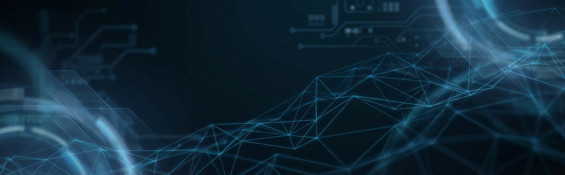 Abstract digital background featuring interconnected lines and circuits against a dark backdrop, with glowing elements suggestive of technology and data flow.